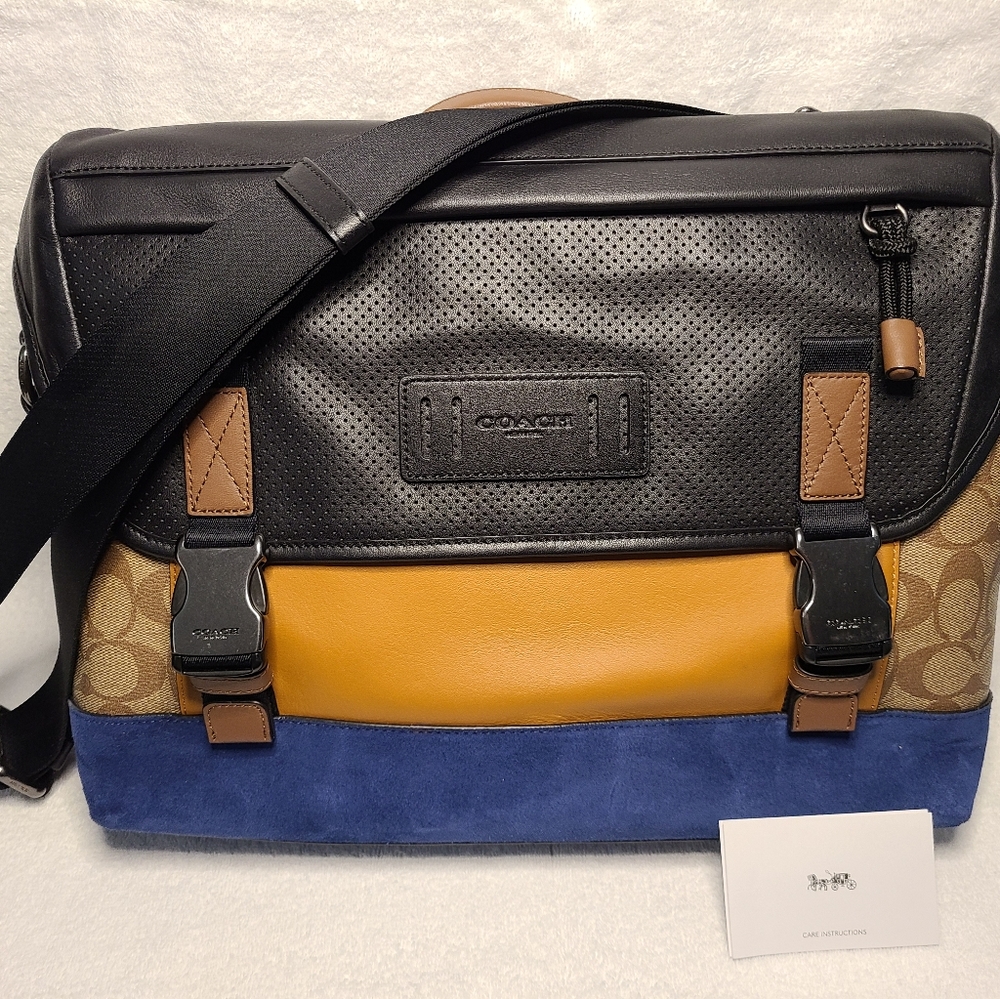 Coach Color Block Leather/Seude Messenger Bag